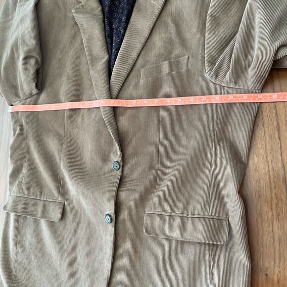 Chaps Tan Corduroy Blazer Size 46 Long Elbow Patches Sport Coat - Picture 9 of 15